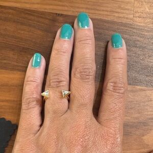 Vince Camuto Gold Tone Triangle Open Style Faux Cubic Zirconia Embellished Ring